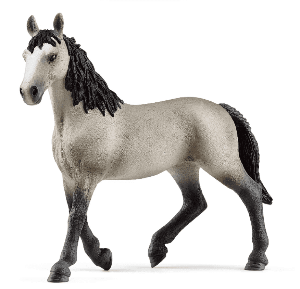 Hand-Painted Gray and Black Selle Francais Mare Toy Figurine