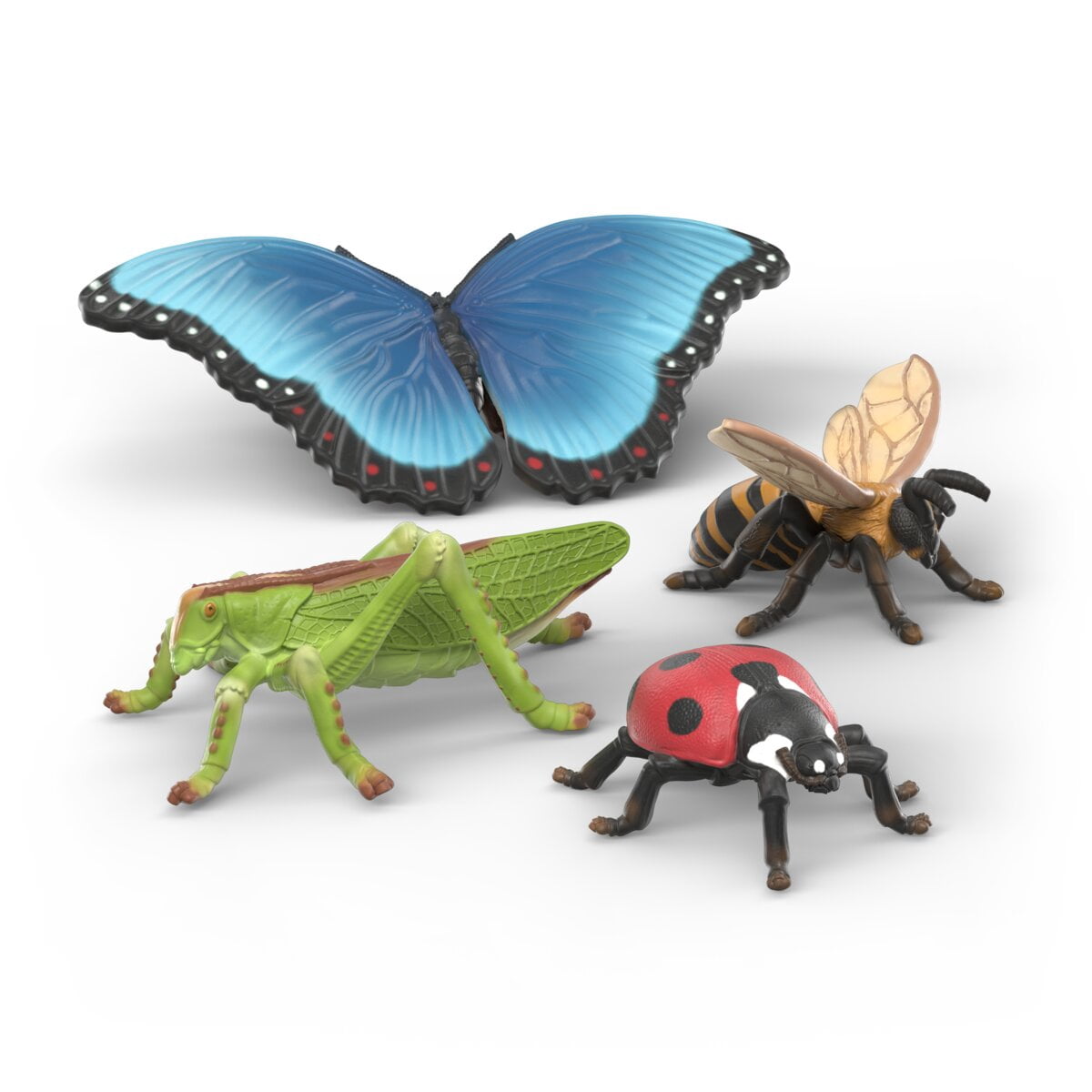 Schleich 4 PCS Backyard Insect Discovery Figurine Playset with Butterfly Bee Ladybug and Grasshopper