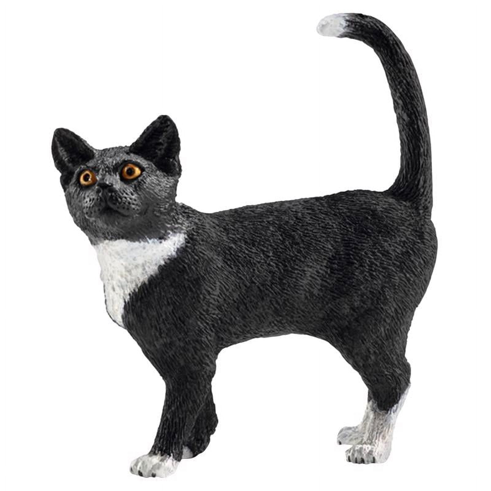 Black and White Hand-Painted Cat Toy Figurine