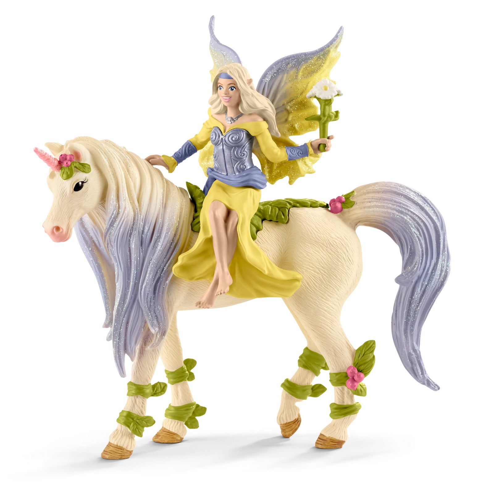Schleich - Bayala: Fairy Sera with Blossom Unicorn, Fairy Rider & Unicorn Toy Figurine Educational Playset, 2 Pcs