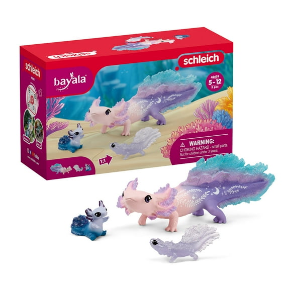 Schleich Bayala - 3PC Colorful Axolotl Figurine Set - Fantasy Mermaid Creature Playset with Mythical Animal Figures - Toys for Kids Ages 5+ - 70593