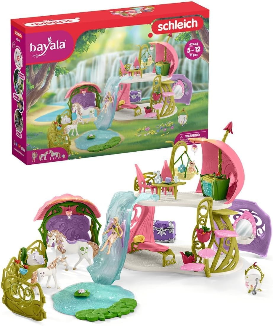 schleich Bayala - 71 PC Glittering Flower House Playset with Fairy Figure, Unicorn Toys and Magical Accessories - Fantasy Animal Figurine Set for Kids 5+