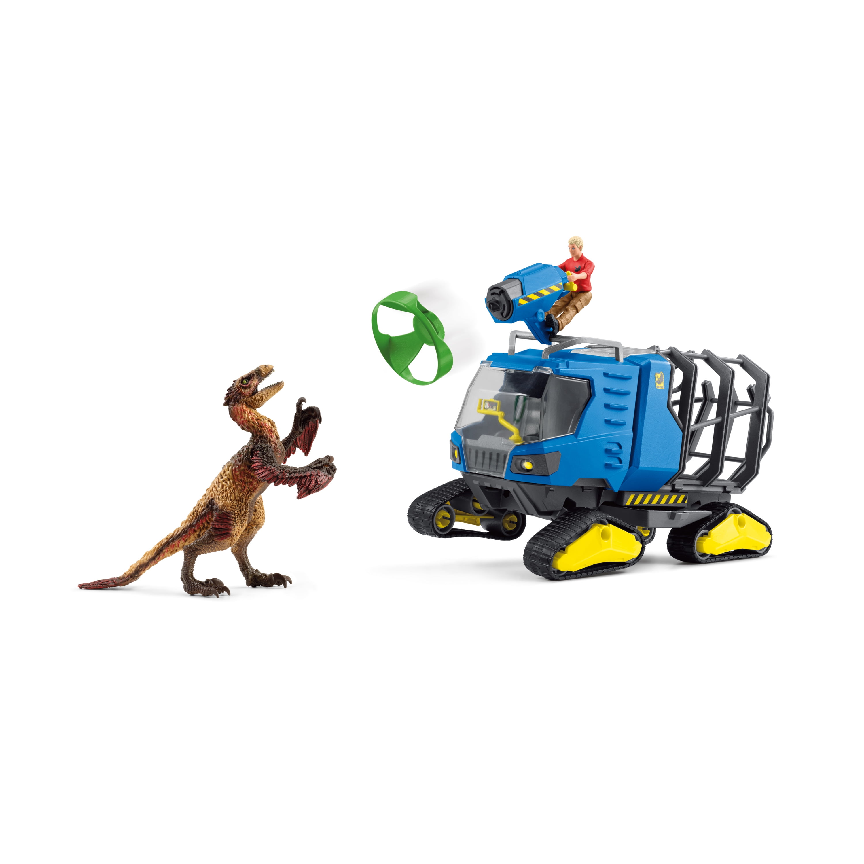 Schleich - Dinosaur: Truck Vehicle & Dakotaraptor with Scientist Figurine Playset, 53 Pcs