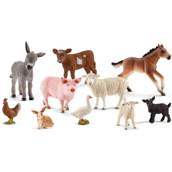 Schleich Farm World 6 PC Farm Animal Toy Bundle with Goat, Sheep, Pig, and Horse