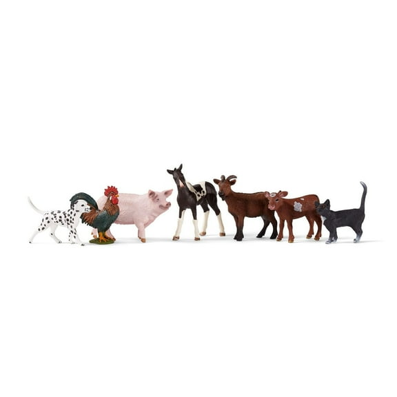 Schleich Farm World 7 PC Farm Animal Toy Set with Pig, Goat, Rooster, and Baby Horse Figures
