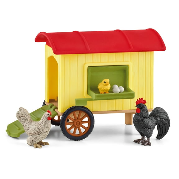 Schleich - Farm World: Mobile Chicken Coop Educational Playset & Accessories, 12 Pcs