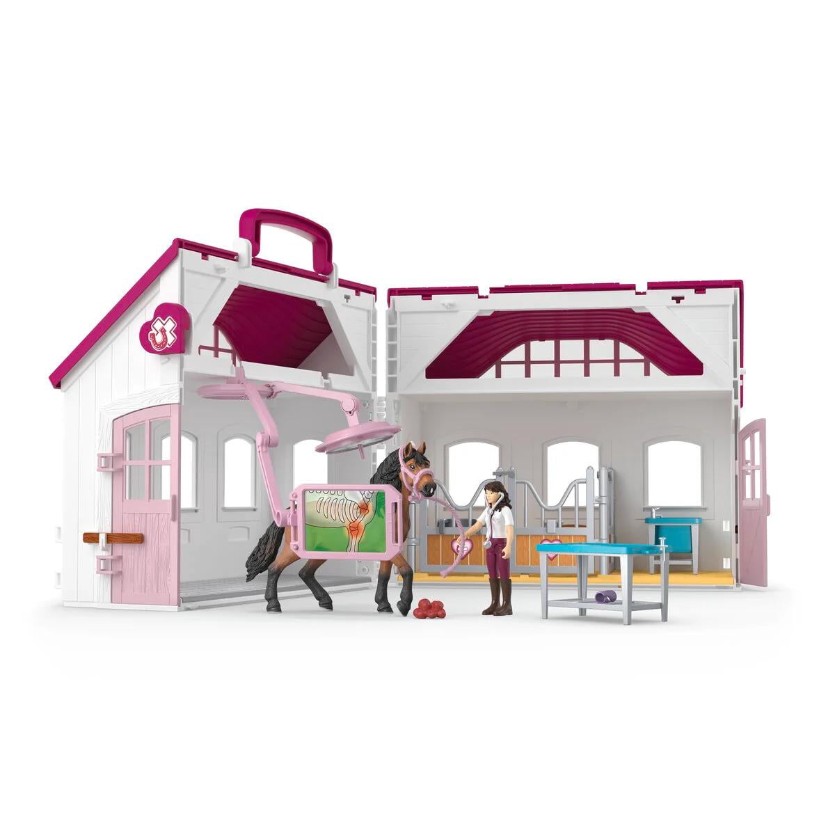 schleich Horse Club - 64 PC Happy Horse Hospital Playset with Horse, Vet and Accessories - Equestrian Toy Set for Kids Ages 5+