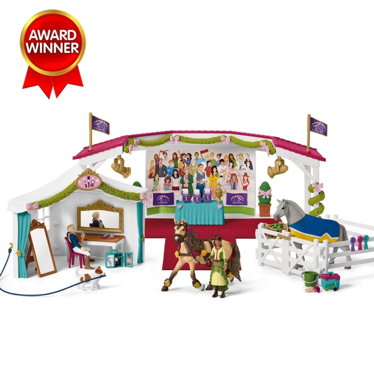 Schleich - Horse Club: Big Horse Show & Dressing Tent Playset with Riders, Horses Figurines & Accessories, 100+ Pcs