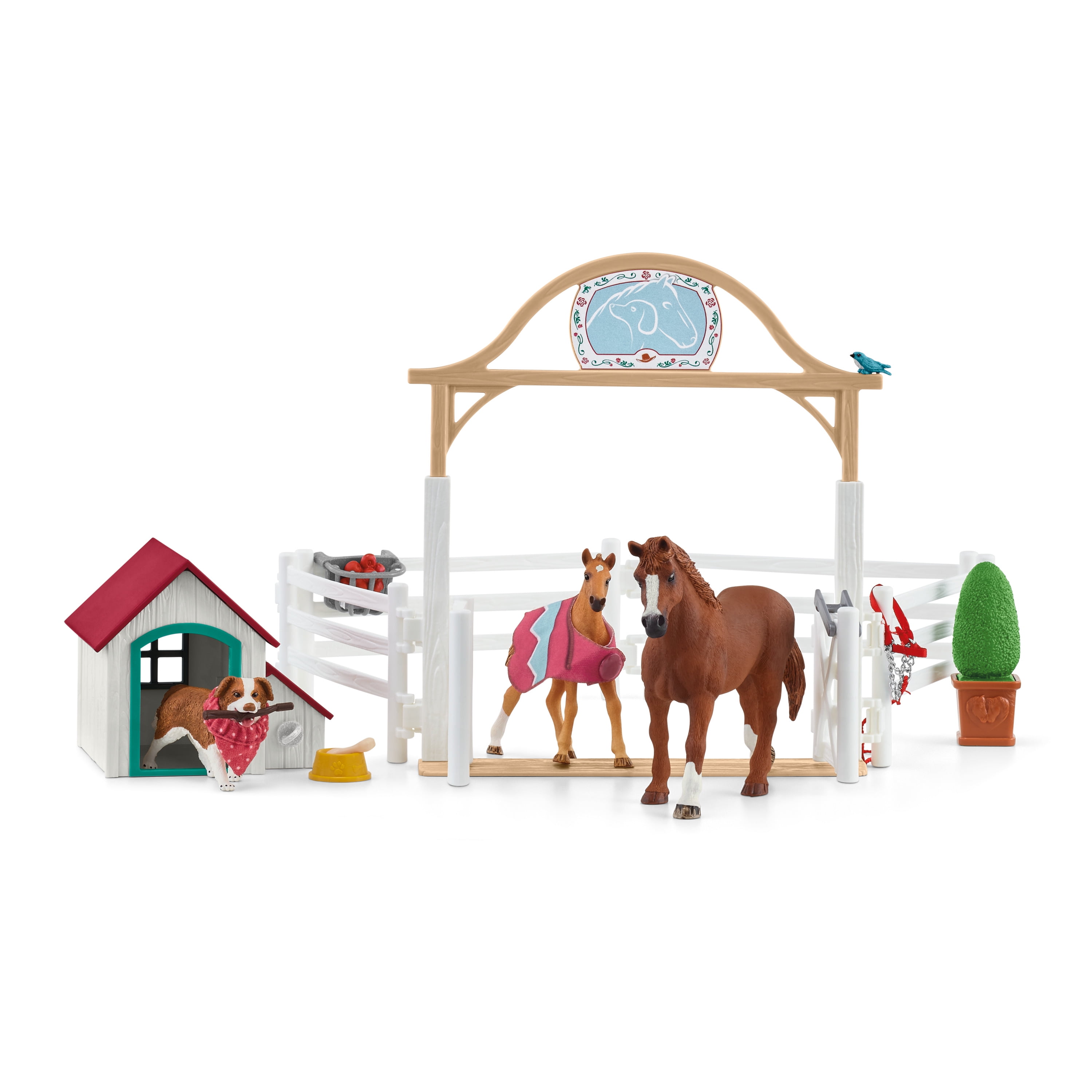 BMC Classic Lido Riding Horses - 15-Piece Plastic Toy Set, 45mm Scale, Black White Brown Horses