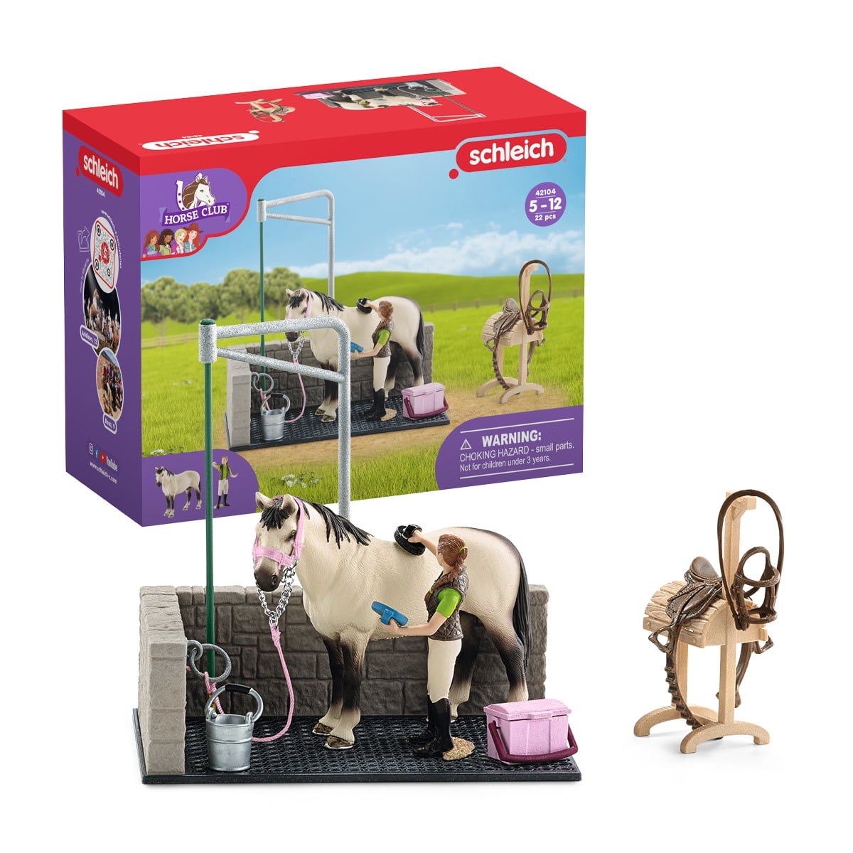 Schleich Horse Club: Horse Wash Area Set with Horse Figurine
