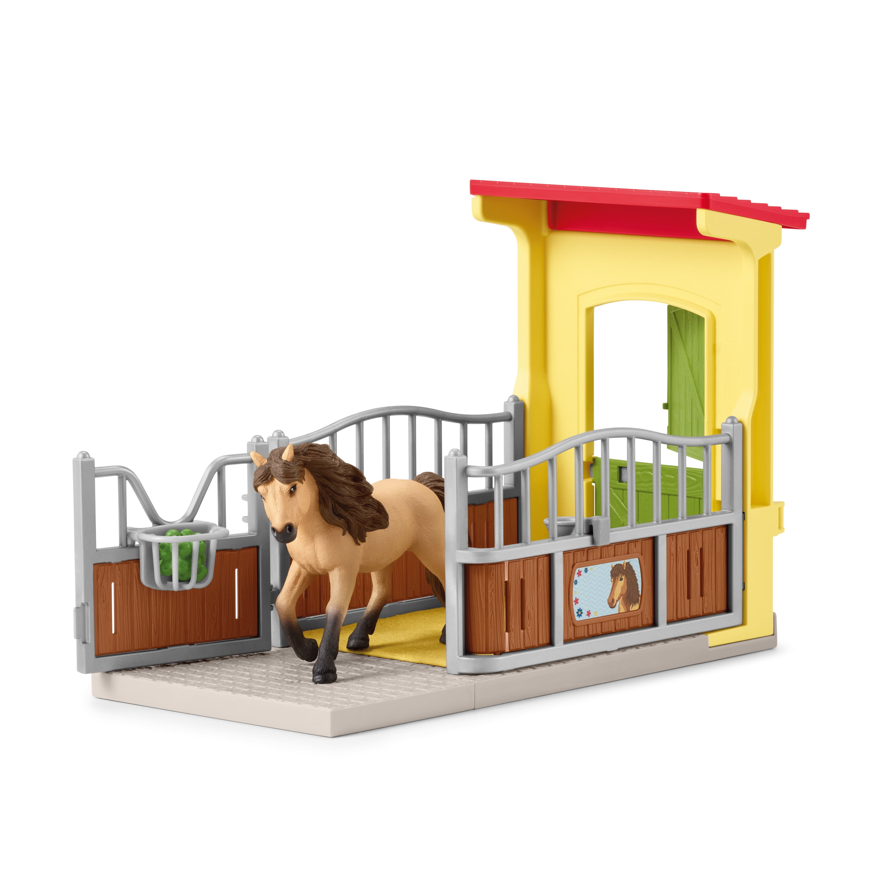 Schleich - Horse Club: Iceland Pony Stallion with Pony Box & Accessories Educational Playset, 19 Pcs