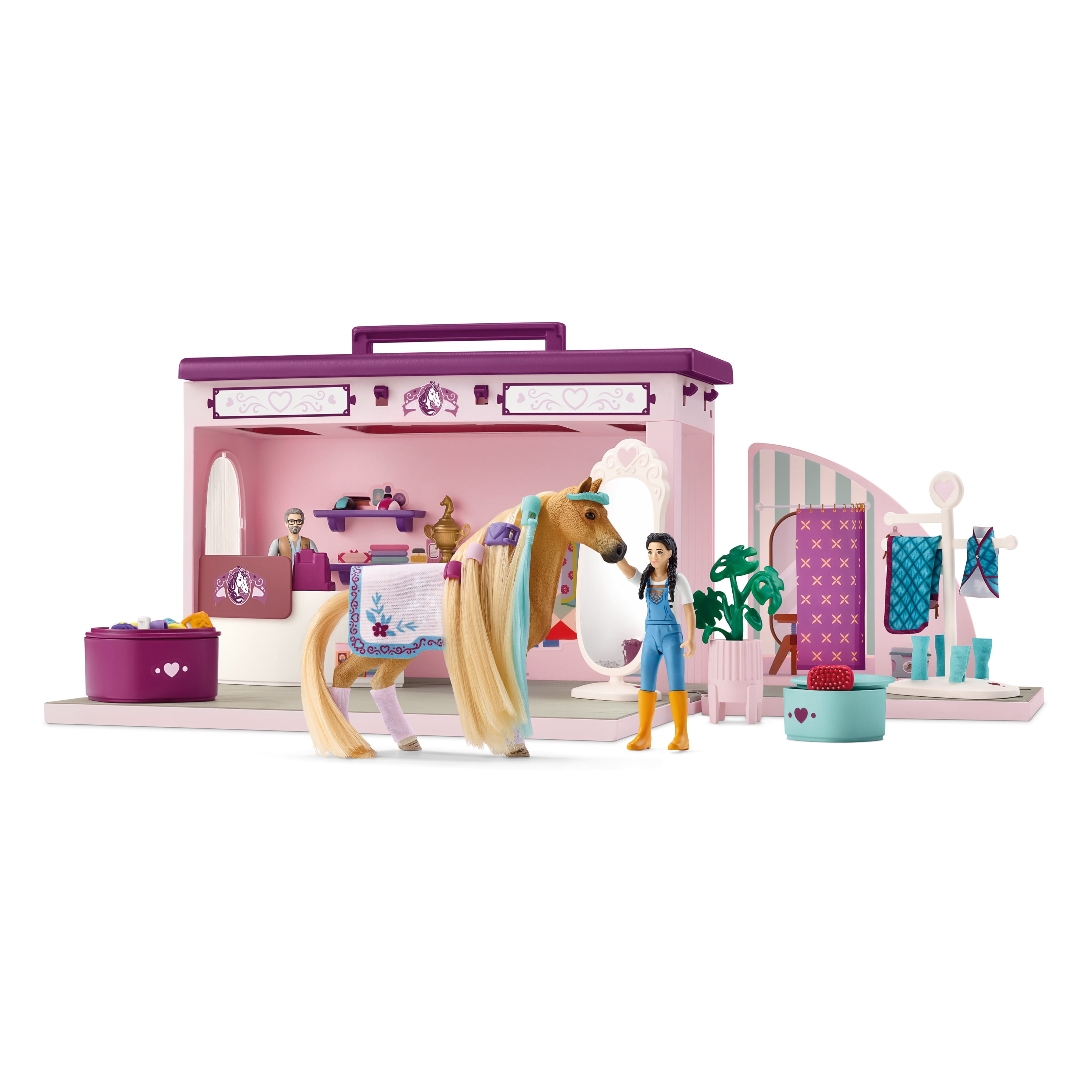 Schleich - Horse Club: Sofias Beauties Mr. Mitchell's Pop-Up Horse Grooming Boutique, 68 Pcs