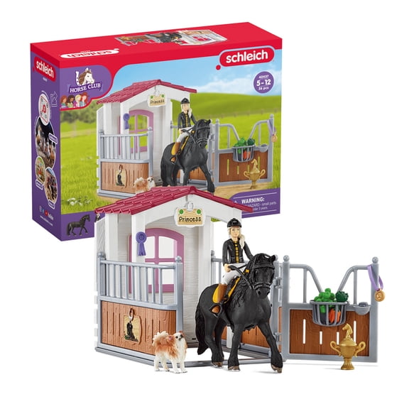 Schleich - Horse Club: Tori & Princess with Horse Stable Playset Animal Toy Figurine, 26 Pcs