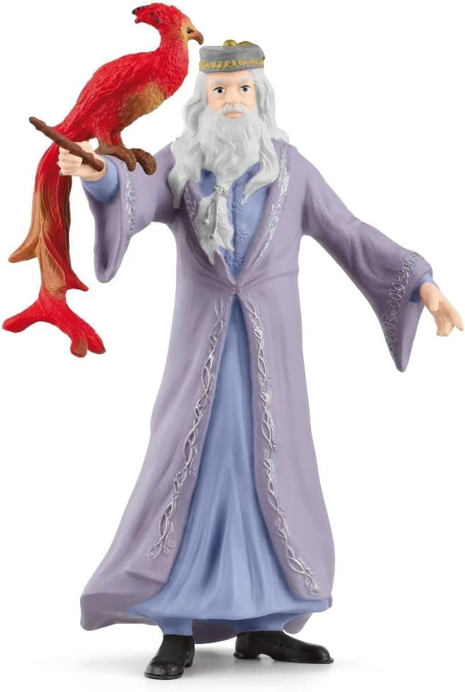 Schleich Harry Potter - 2PC Albus Dumbledore & Fawkes the Phoenix Figurine Toy Set - Wizarding World Collectible Figures for Kids and Adults Ages 6+ | 42637