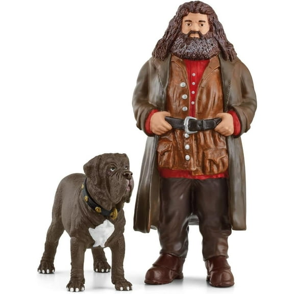 Schleich Harry Potter - 2PC Hagrid and Fang the Dog Figurine Toy Set - Wizarding World Collectible Figures for Kids and Adults Ages 6+ | 42638