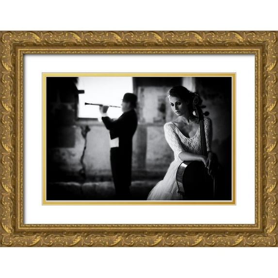 Schleicher-Schwarz, Roswitha 18x13 Gold Ornate Wood Framed with Double Matting Museum Art Print Titled - When Even Music ...
