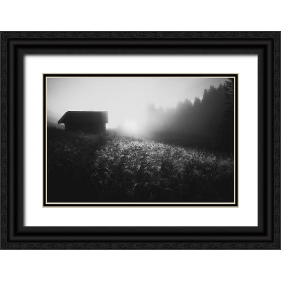 Schleicher-Schwarz, Roswitha 24x17 Black Ornate Wood Framed with Double Matting Museum Art Print Titled - Sun Licks Dew