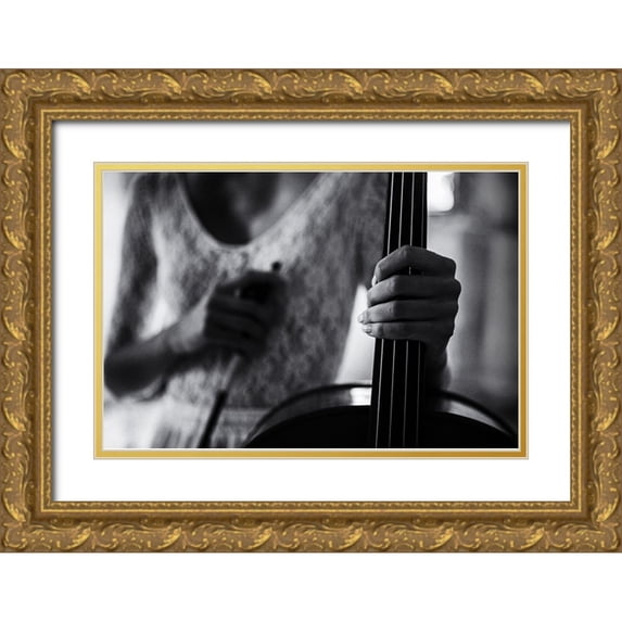 Schleicher-Schwarz, Roswitha 32x23 Gold Ornate Wood Framed with Double Matting Museum Art Print Titled - Break For The Cello