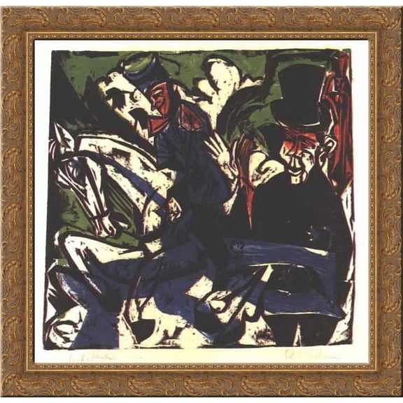 Schlemihls Entcounter with Small Grey Man 20x20 Gold Ornate Wood Framed Canvas Art by Ernst Ludwig Kirchner