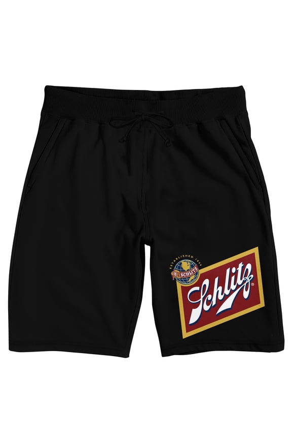 Schlitz Beer Logo Men's Black Sleep Pajama Shorts-Medium