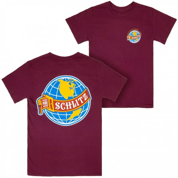 Schlitz Bull Logo Red Front and Back Print T-Shirt-Medium