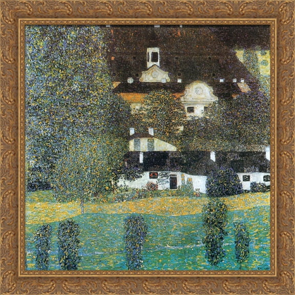 Schloss Kammer am Attersee, II 28x28 Large Gold Ornate Wood Framed Canvas Art by Gustav Klimt