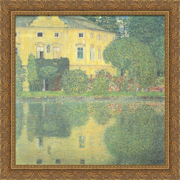 Schloss Kammer on the Attersee IV 28x28 Large Gold Ornate Wood Framed Canvas Art by Gustav Klimt