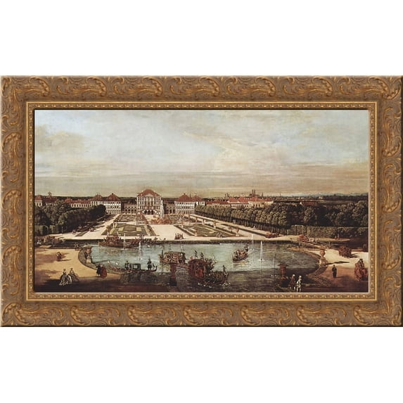 Schloss Nymphenburg 24x16 Gold Ornate Wood Framed Canvas Art by Bernardo Bellotto