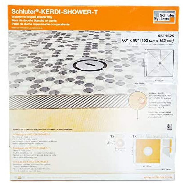 Schluter Kerdi 60Inch x 60Inch Center Drain Shower Tray