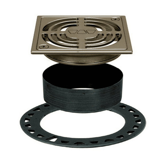 Schluter Kerdi Drain Anodized Aluminum Square Grate 4" Contour Brushed Nickel