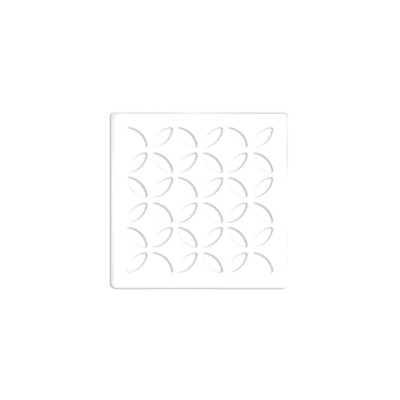 Schluter Kerdi 4 Inch Square Stainless Steel Grate - Floral Design in Matte White
