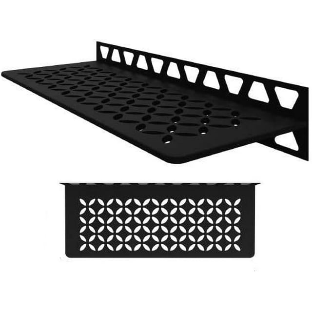 Schluter Systems Wall ShelfW Floral Design Matte Black (SWS1D5MGS) KerdiLine Shower