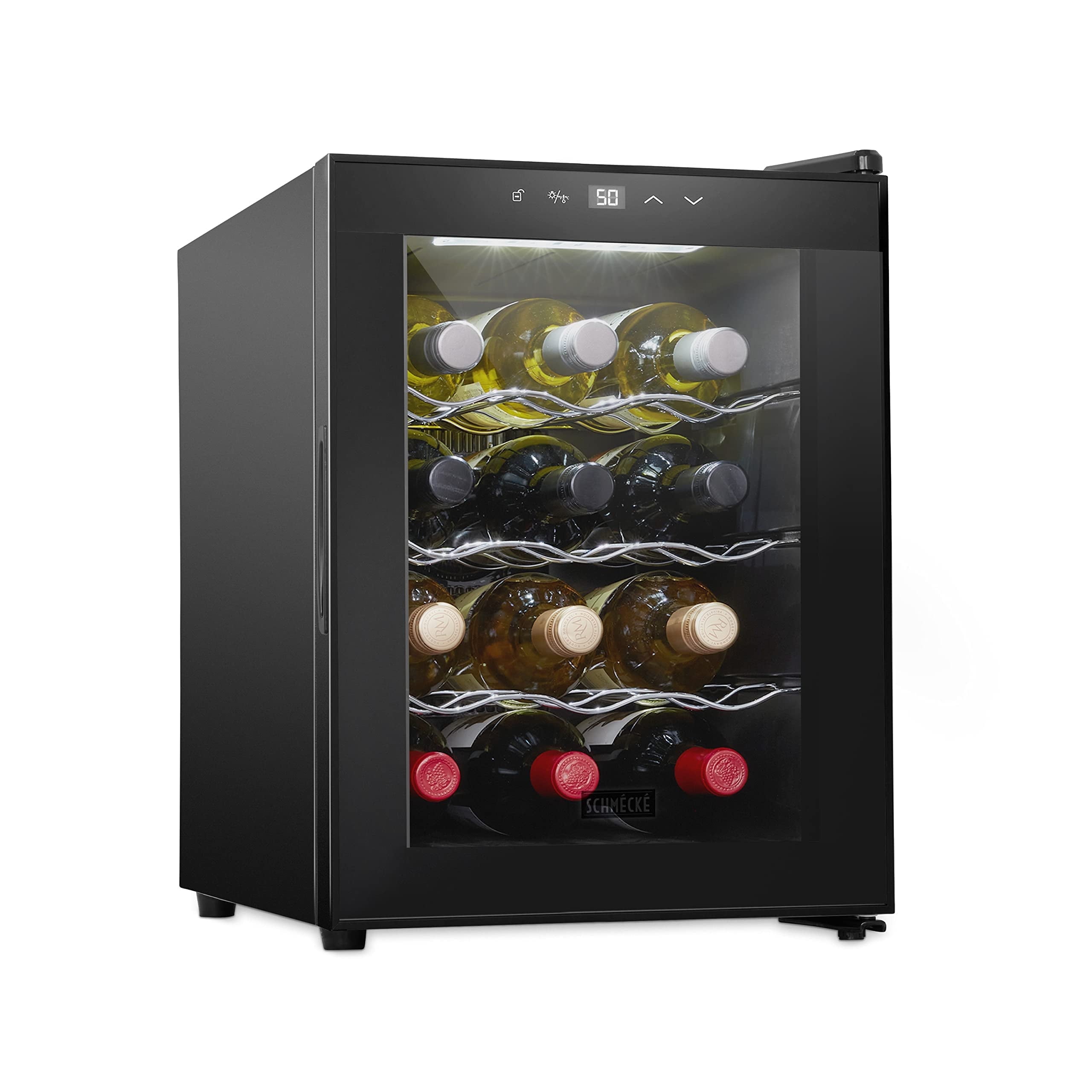 Schmécké 12-Bottle Freestanding Wine Cooler with Digital Temp & LED Lighting