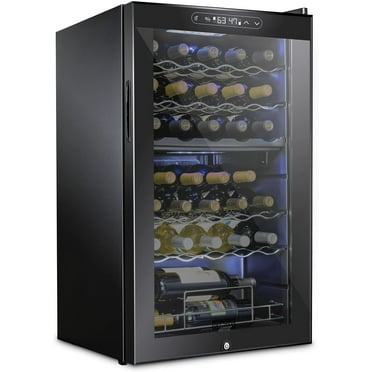 Schmecke Wine Fridge, Dual Freestanding Wine Refrigerator, 33 Bottle Wine Cooler