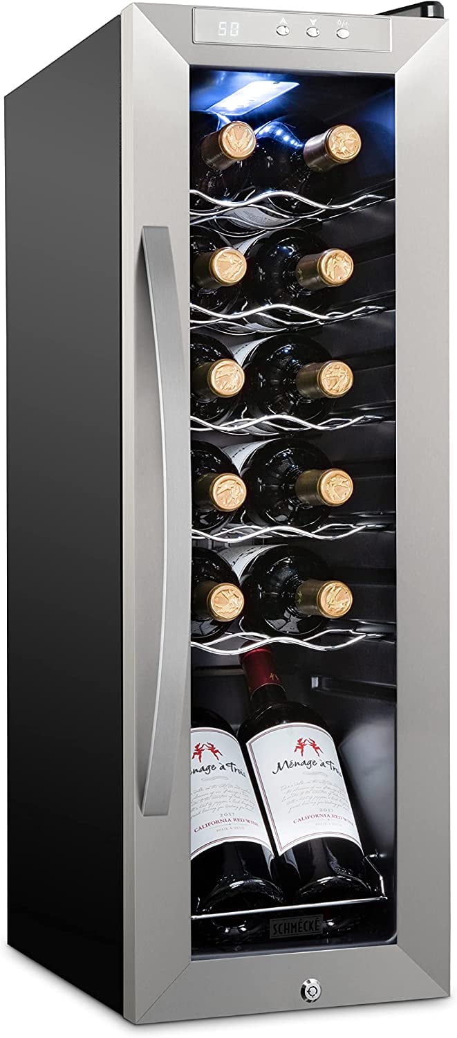 Schmecke 12-Bottle Beverage Cooler - Compact Wine & Drink Refrigerator