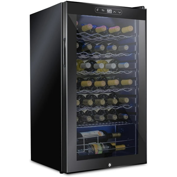 Schmecke 34 Bottle Wine Cooler with Glass Door & UV-Resistant Temperature Control