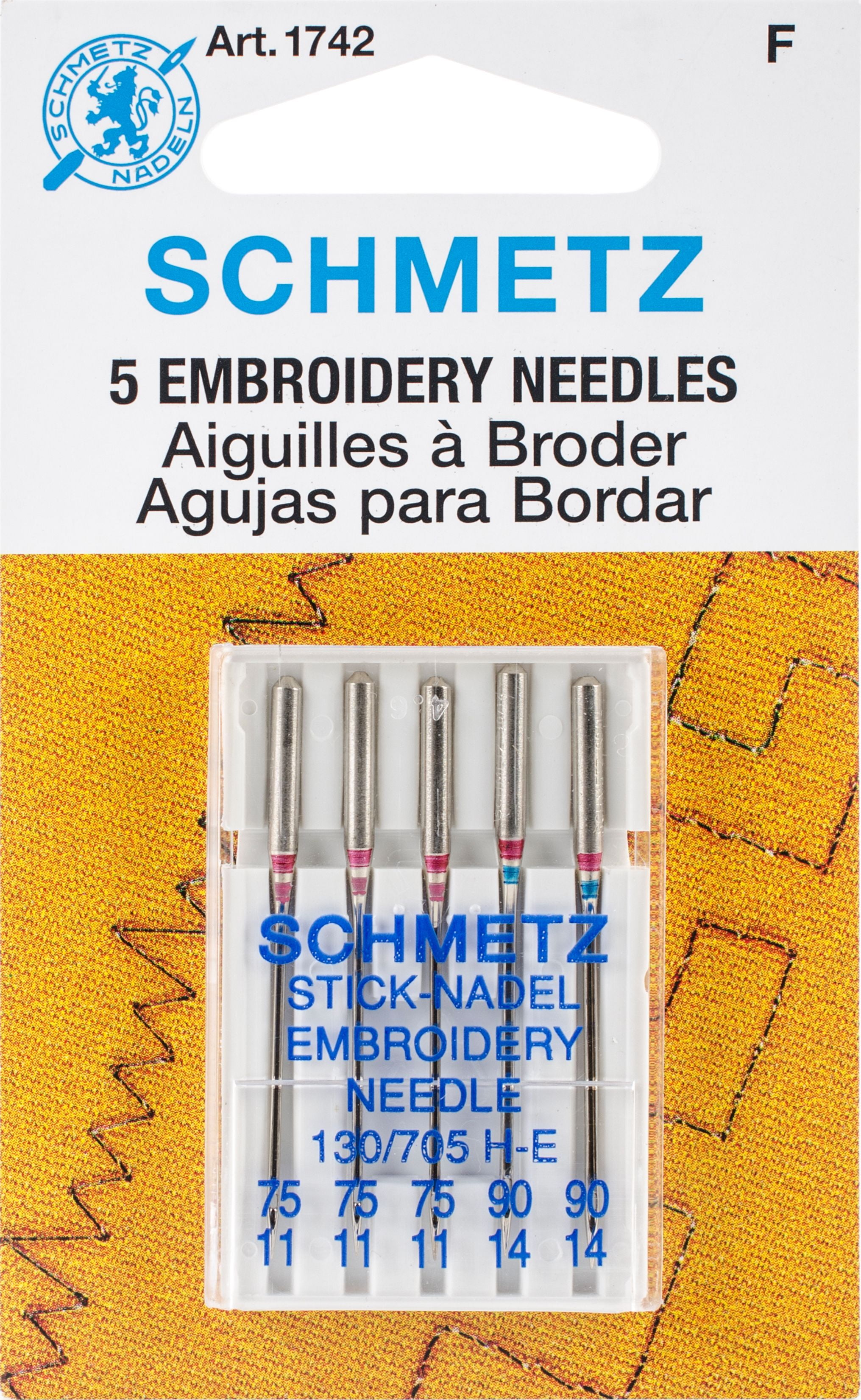 Schmetz Assorted Size Machine Embroidery Needles, 5 Count - Walmart.com