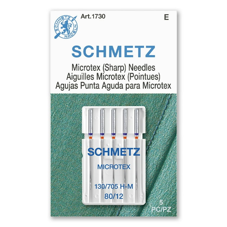 SCHMETZ Microtex Size 80/12 Sharp Sewing Machine Needles 5 Pack