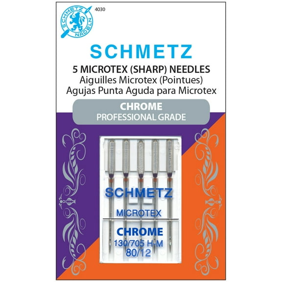 Schmetz Needle Chrome Microtex Sz 80/12 5Pc (Pack Of 5)