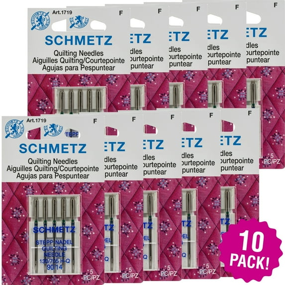 Schmetz Quilt Machine Needles Size 14/90 5 Count, Multipack Of 10