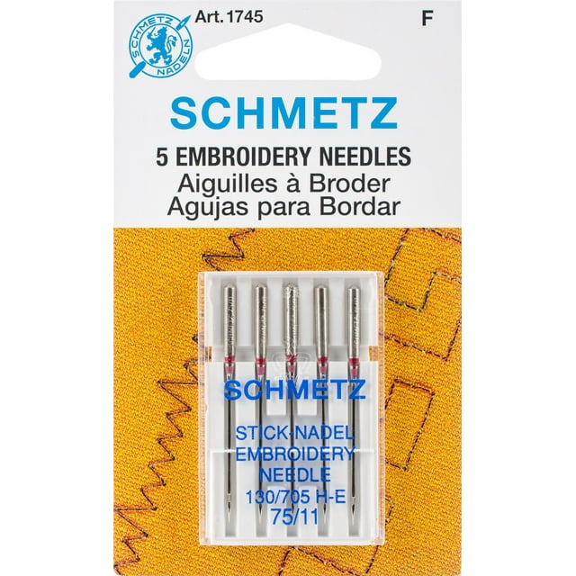 Schmetz Size 75/11 Machine Embroidery Needles, 5 Count