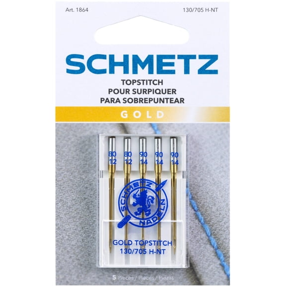 Schmetz Topstitch Gold Machine Needles-Size 80/12 (3) Size 90/14 (2) 5 Total