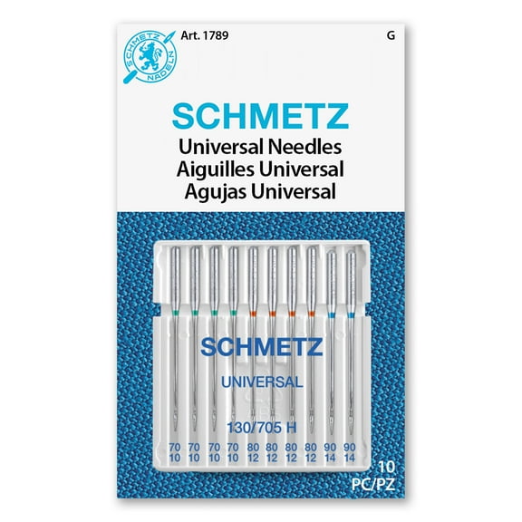 Schmetz Universal Assorted Sewing Machine Needles - Size 7/10, 80/12, 90/14, 10 Count