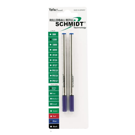 Schmidt 5285 Safety Rolling Tube Needle Point Refill Fits Most Capped Rollerball Pens Fine Blue 2