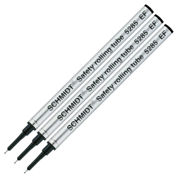 Schmidt 5285 Safety Rolling Tube Needle Refill - Black Ink, Extra Fine Point 0.5mm, 3 Pack (SC58115)