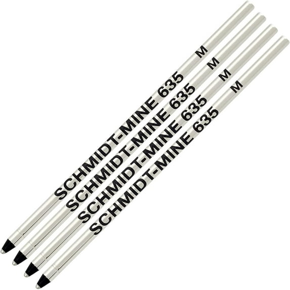 Schmidt 635 D1 Mine Ballpoint Refill - Black Ink (Medium Tip 0.7mm) - Pack of 4