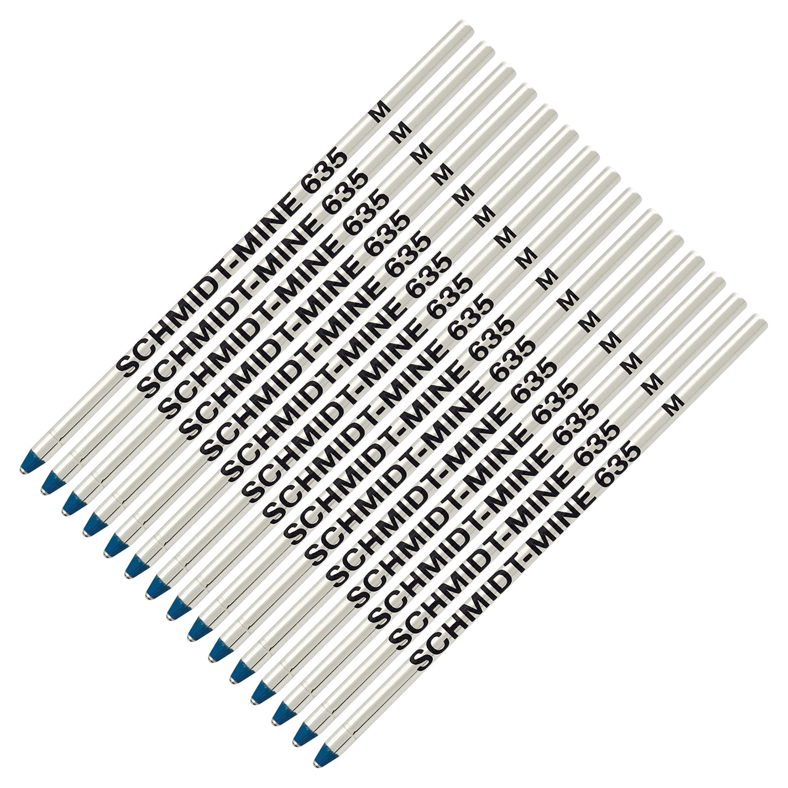 Schmidt 635 Mini D1 Ball Pen Refill - Blue Ink, Medium Tip - 15 Pack (Lamy M21 and Cross 8518-4 Compatible)