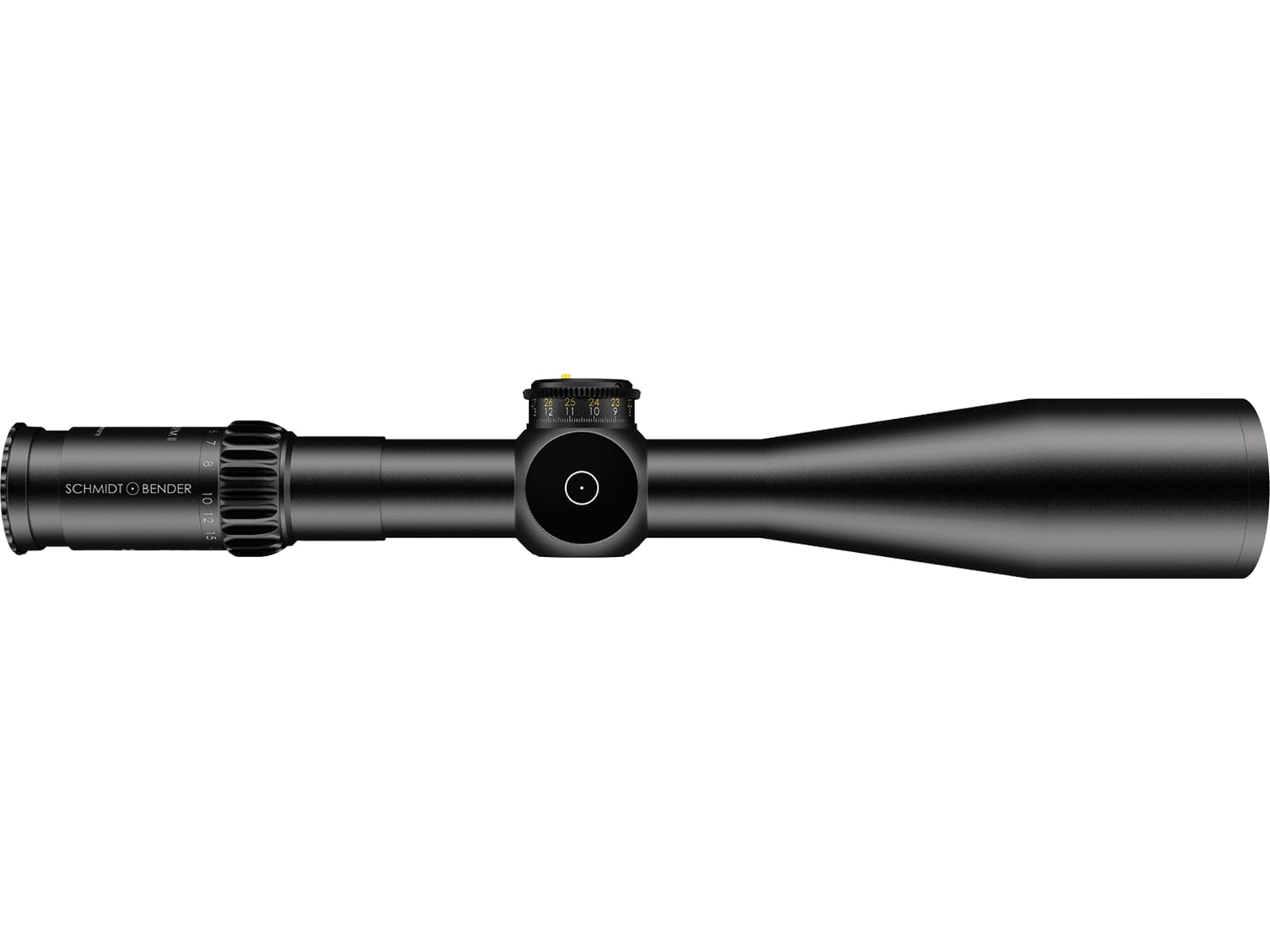 Schmidt & Bender 5-25x56 PM II Rifle Scope, 34 mm Tube, First Focal Plane, H59 Reticle, 1cm cw DT27 MTC LT / ST ZC CT, Black