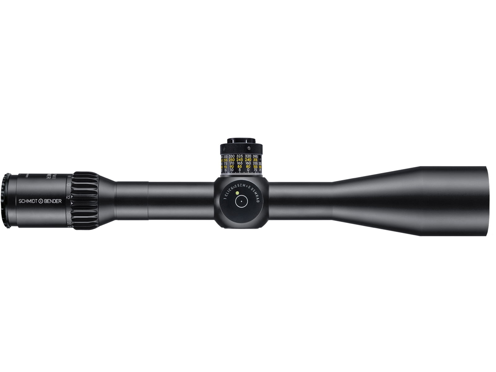 Schmidt & Bender 5-45x56 PM II High Power Rifle Scope, 34 mm Tube, First Focal Plane, TREMOR3 Reticle, 0,5cm cw MT II MTC LT / DT II+ ZC LT, Black