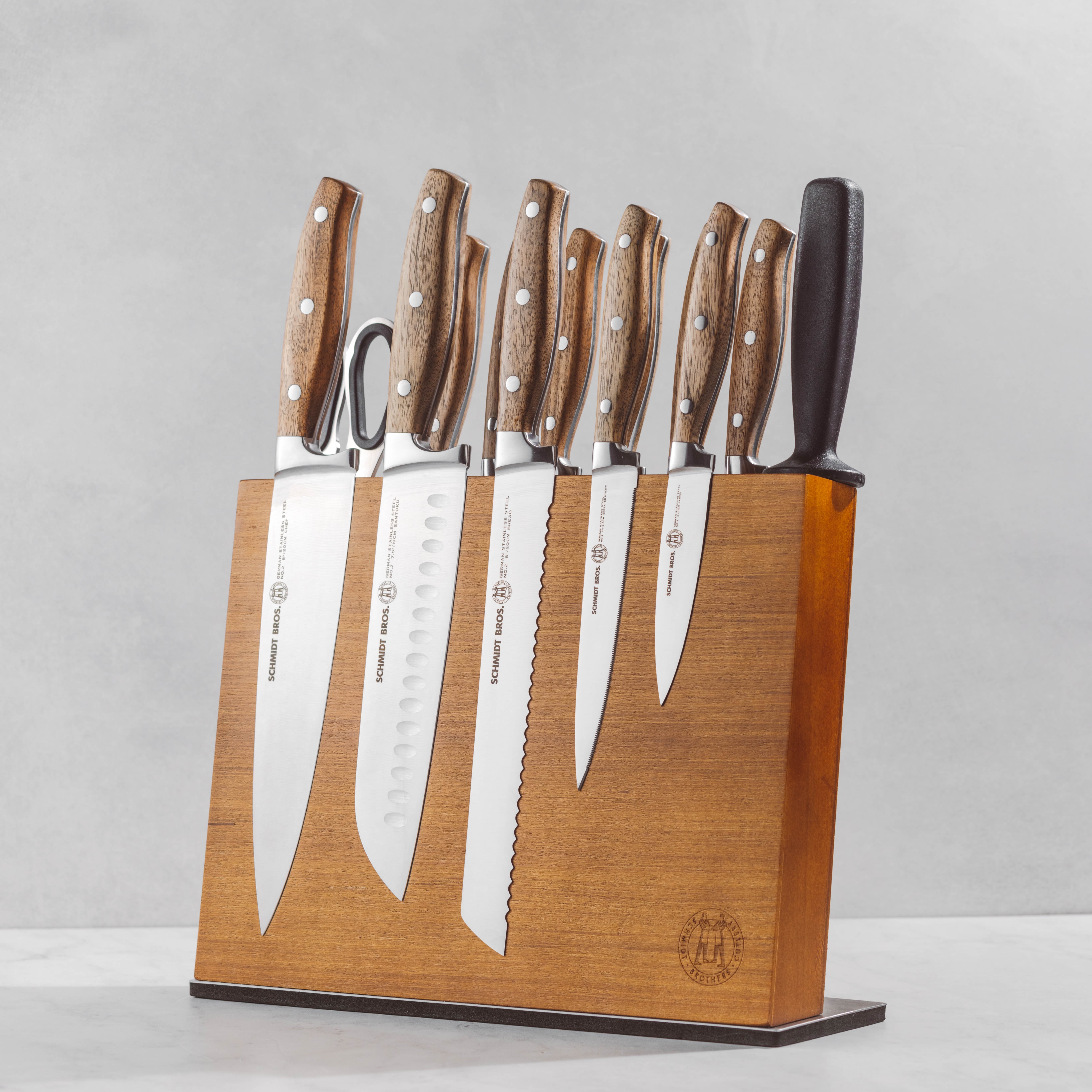 14-Piece Acacia Wood Handle Stainless Steel Knife Block Set